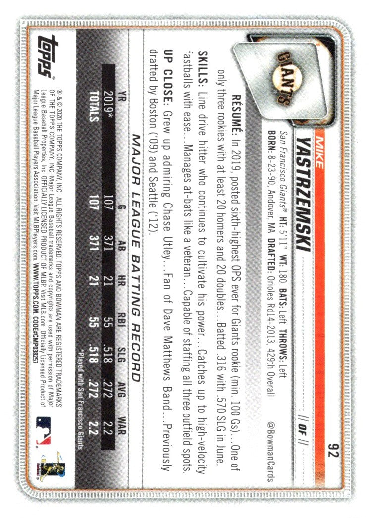 2020 Bowman Mike Yastrzemski