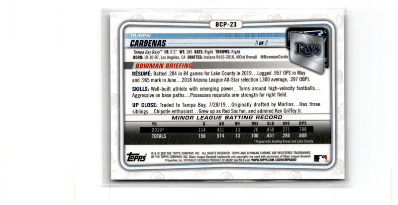 2020 Bowman Chrome Prospects Ruben Cardenas