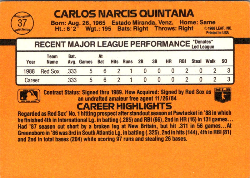 1989 Donruss Carlos Quintana