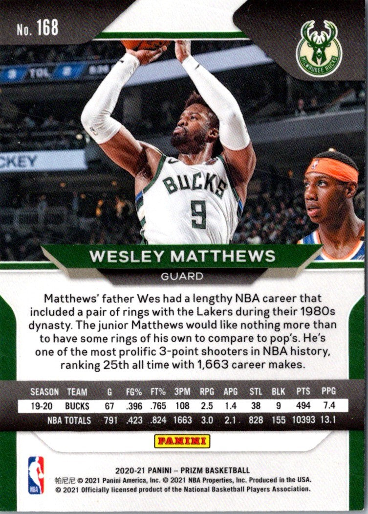 2020 Panini Prizm Wesley Matthews