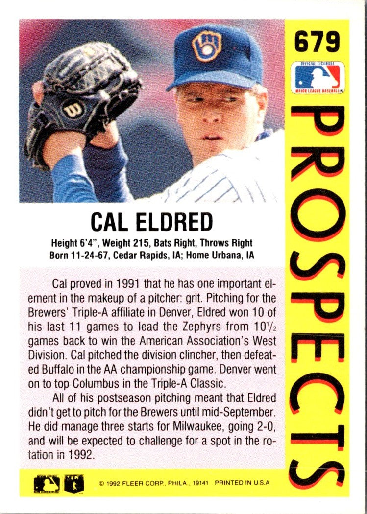 1992 Fleer Cal Eldred