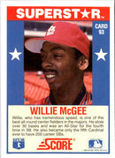 1989 Score Baseball's 100 Hottest Players Willie McGee