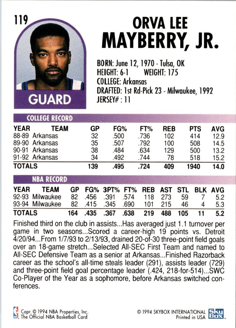 1994 Hoops Lee Mayberry