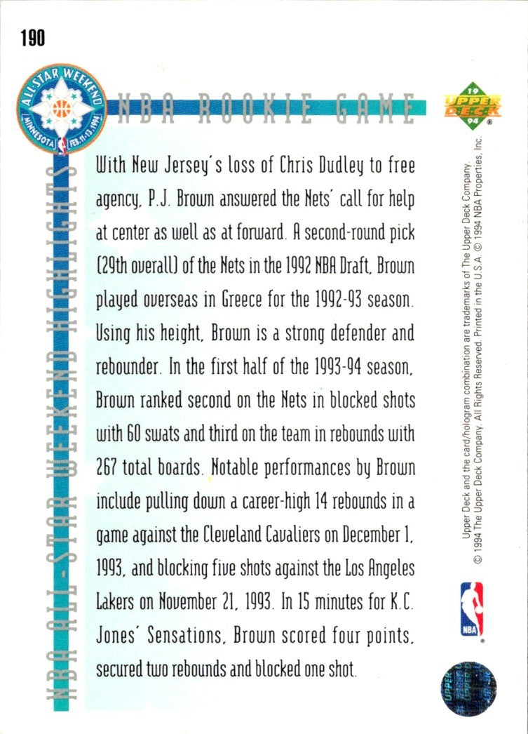 1993 Upper Deck Special Edition Electric Court Gold P.J. Brown