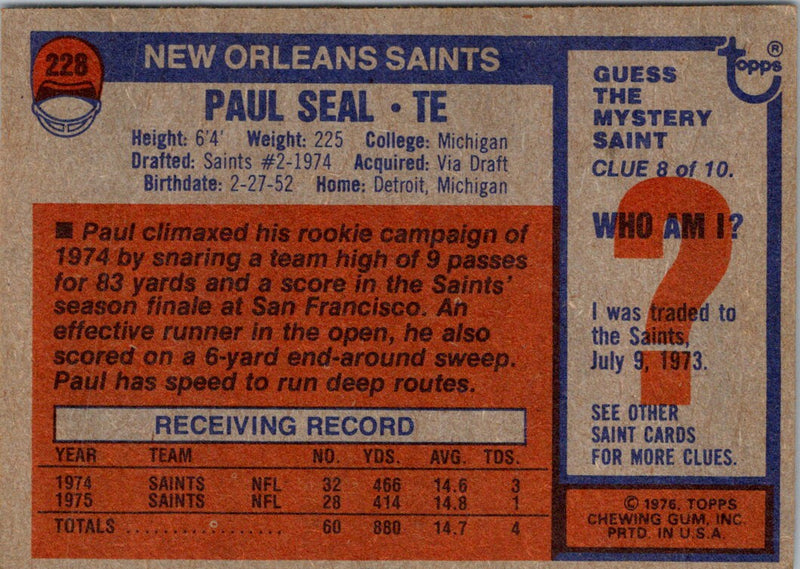 1976 Topps Paul Seal