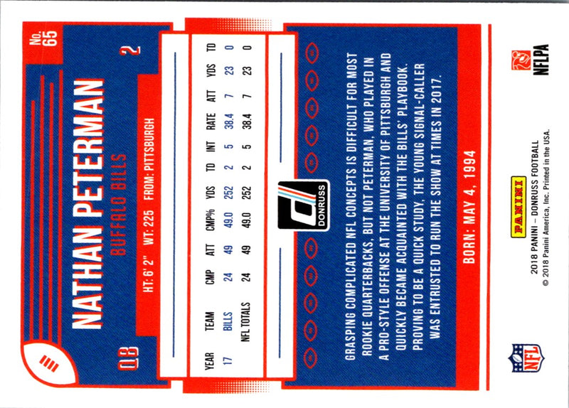 2018 Donruss Nathan Peterman
