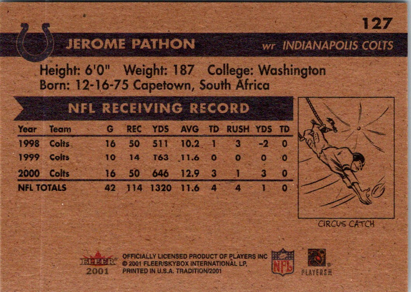 2001 Fleer Tradition Glossy Jerome Pathon