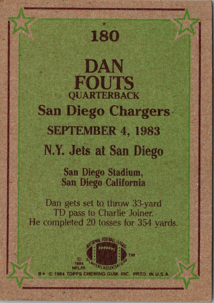 1984 Topps Dan Fouts