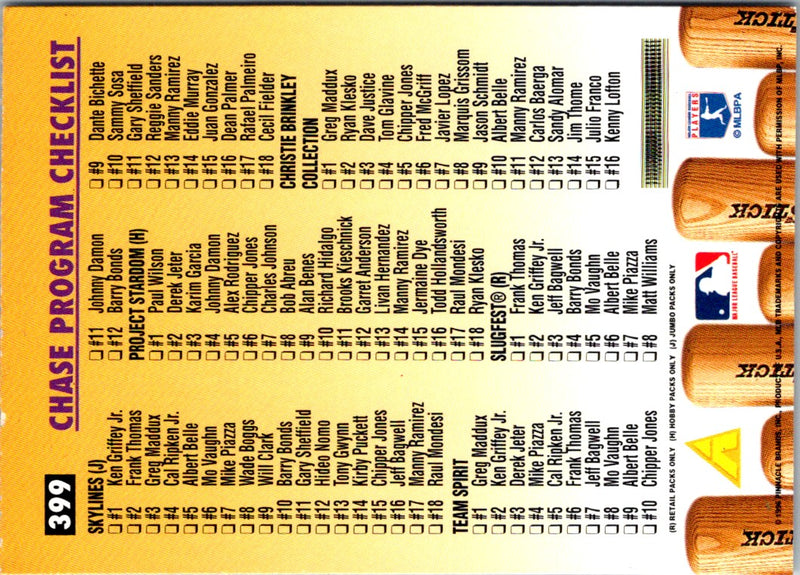 1996 Pinnacle Ken Griffey Jr./Frank Thomas/Cal Ripken Jr./Greg Maddux/Chipper Jones/Mike Piazza