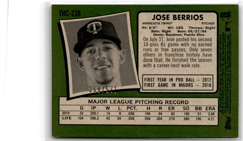 2020 Topps Heritage Refractor Jose Berrios