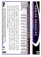 2012 Topps Opening Day Carlos Gonzalez #83