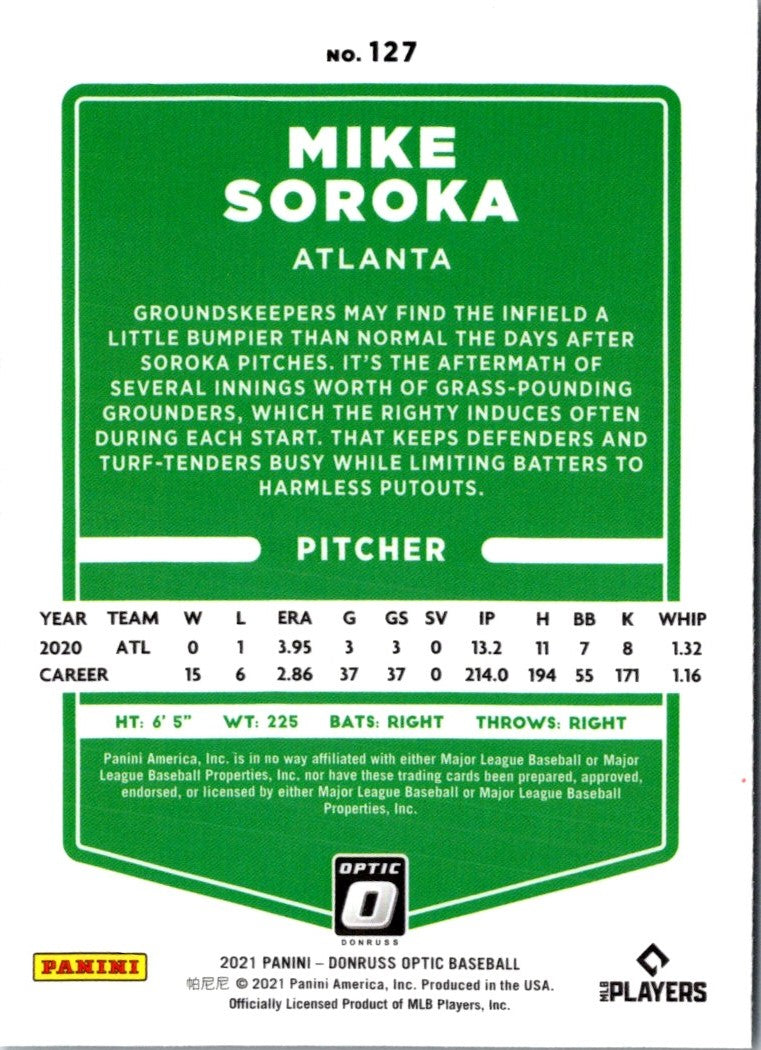 2021 Donruss Optic Carolina Blue & White Mike Soroka