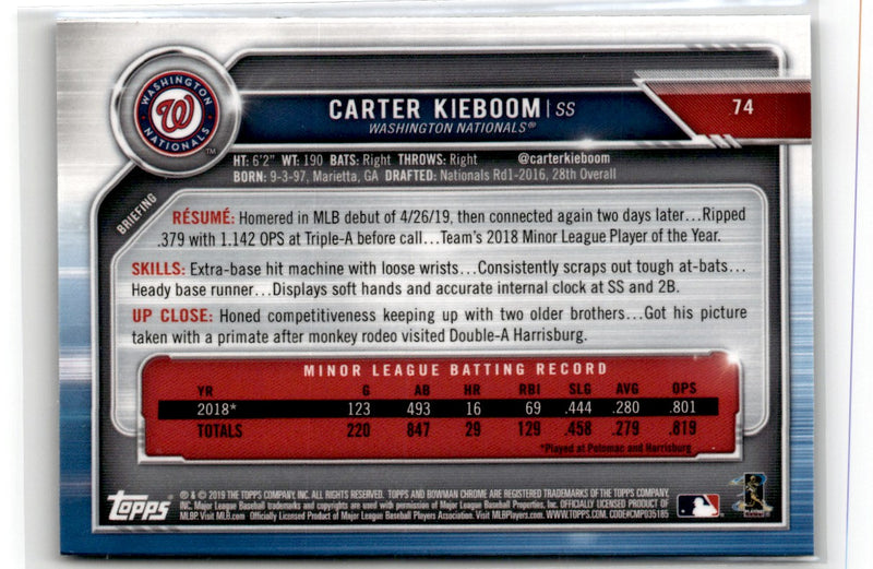 2019 Bowman Chrome Carter Kieboom