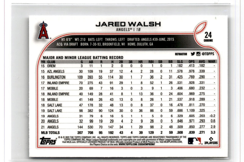 2022 Topps Chrome Jared Walsh