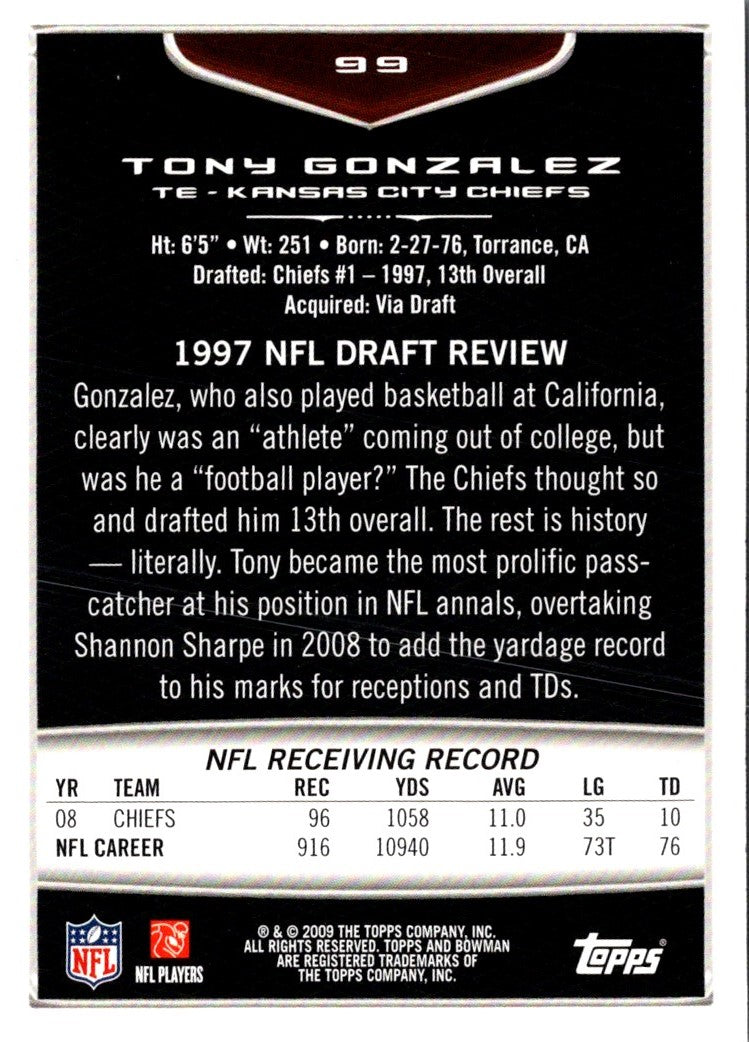 2009 Bowman Chrome Tony Gonzalez