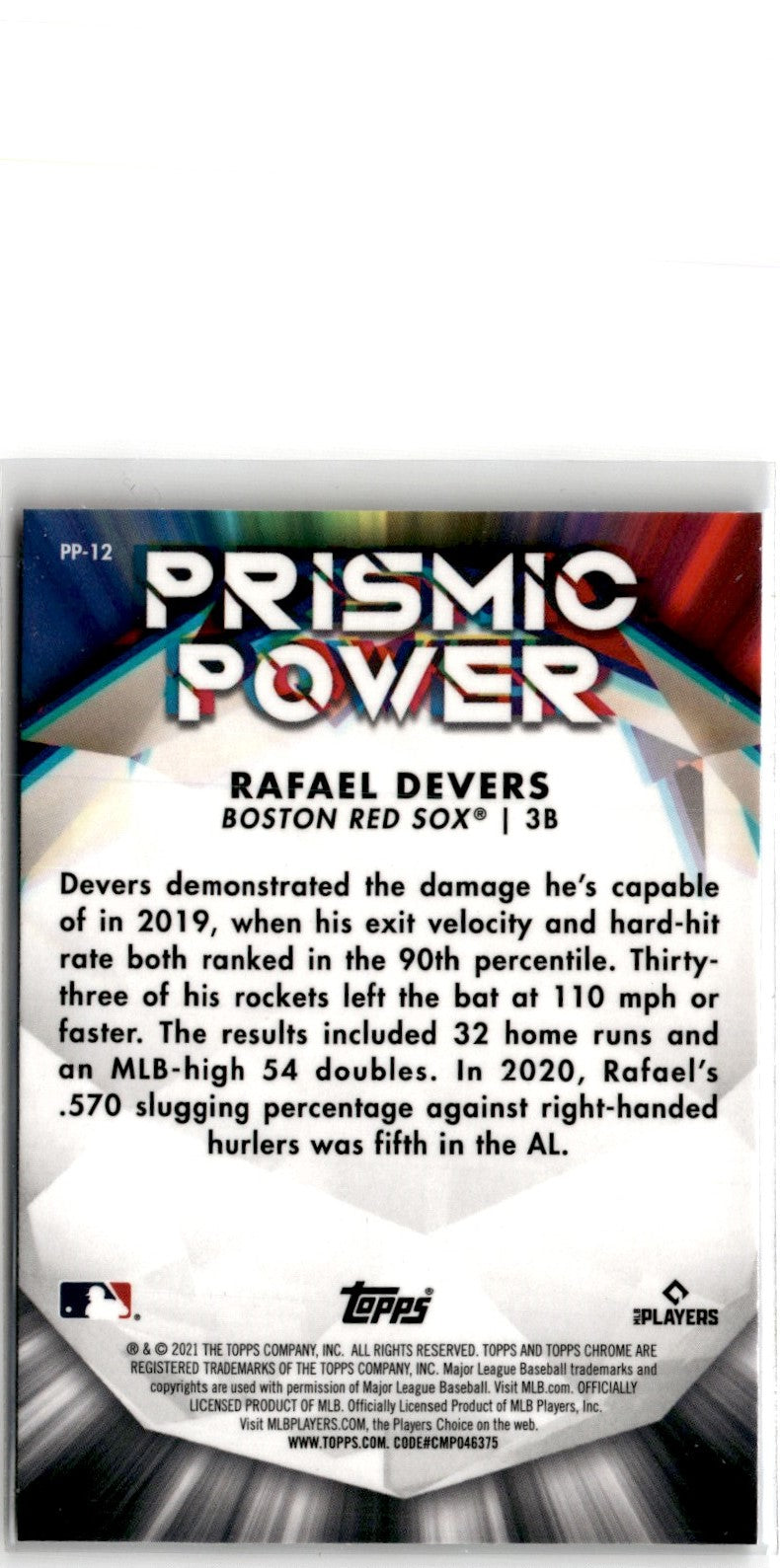 2021 Topps Chrome Prismic Power Rafael Devers