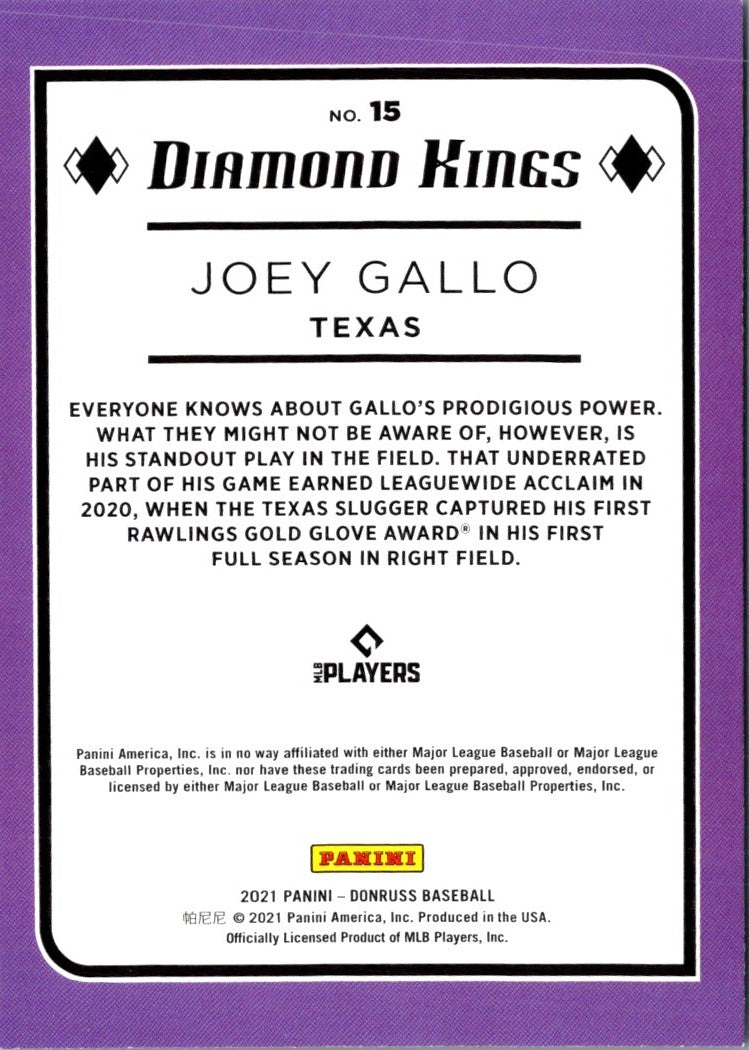 2021 Donruss Holo Purple Joey Gallo