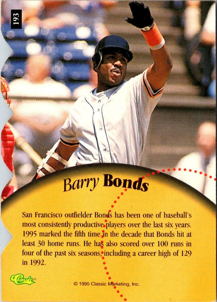 1995 Classic (MLB) $10 Phone Card Set Barry Bonds