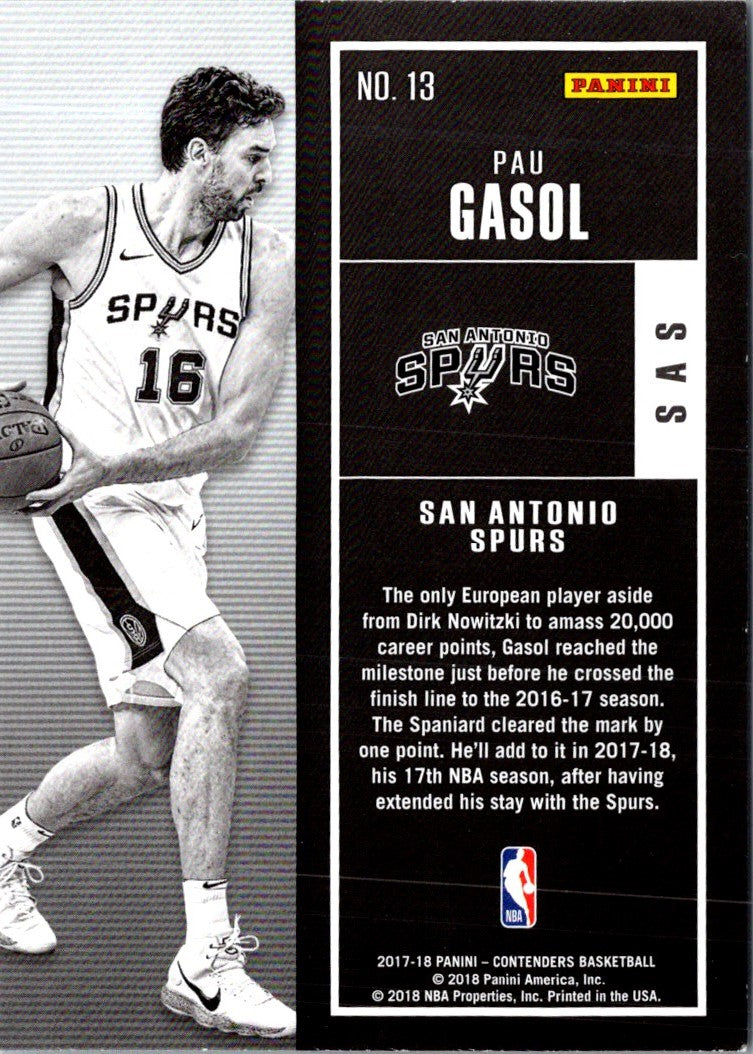 2017 Panini Contenders Pau Gasol