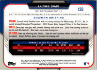 2015 Bowman Draft Picks & Prospects Chrome Lucas Sims #120
