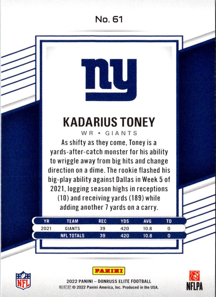 2022 Donruss Elite Kadarius Toney