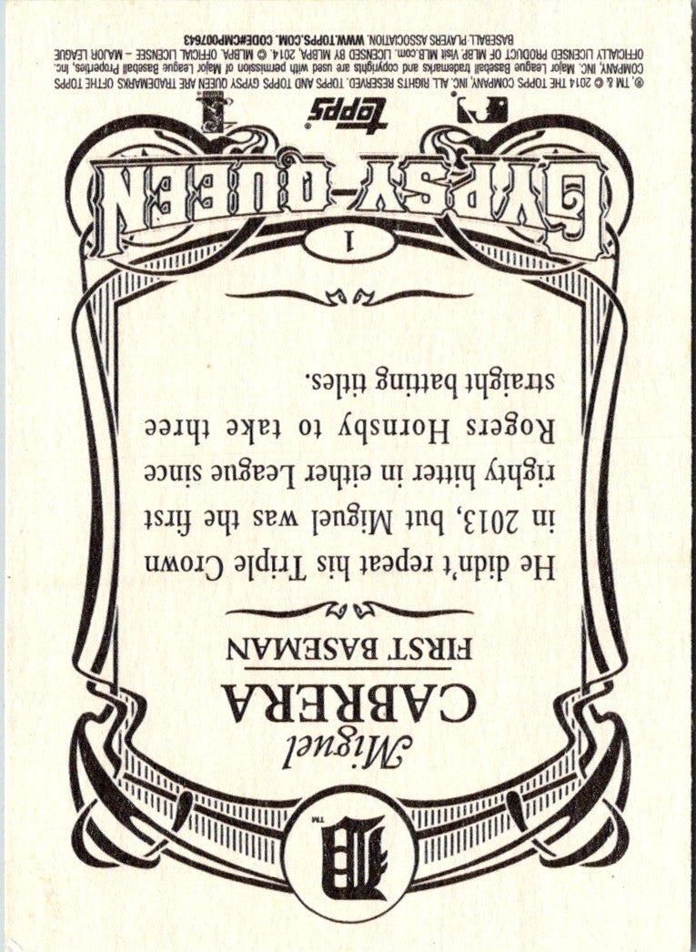 2012 Gypsy Kings Miguel Cabrera