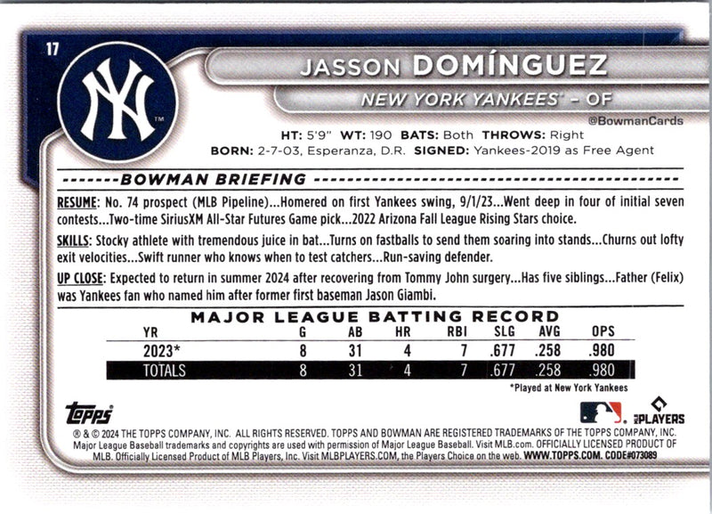 2024 Bowman Jasson Dominguez