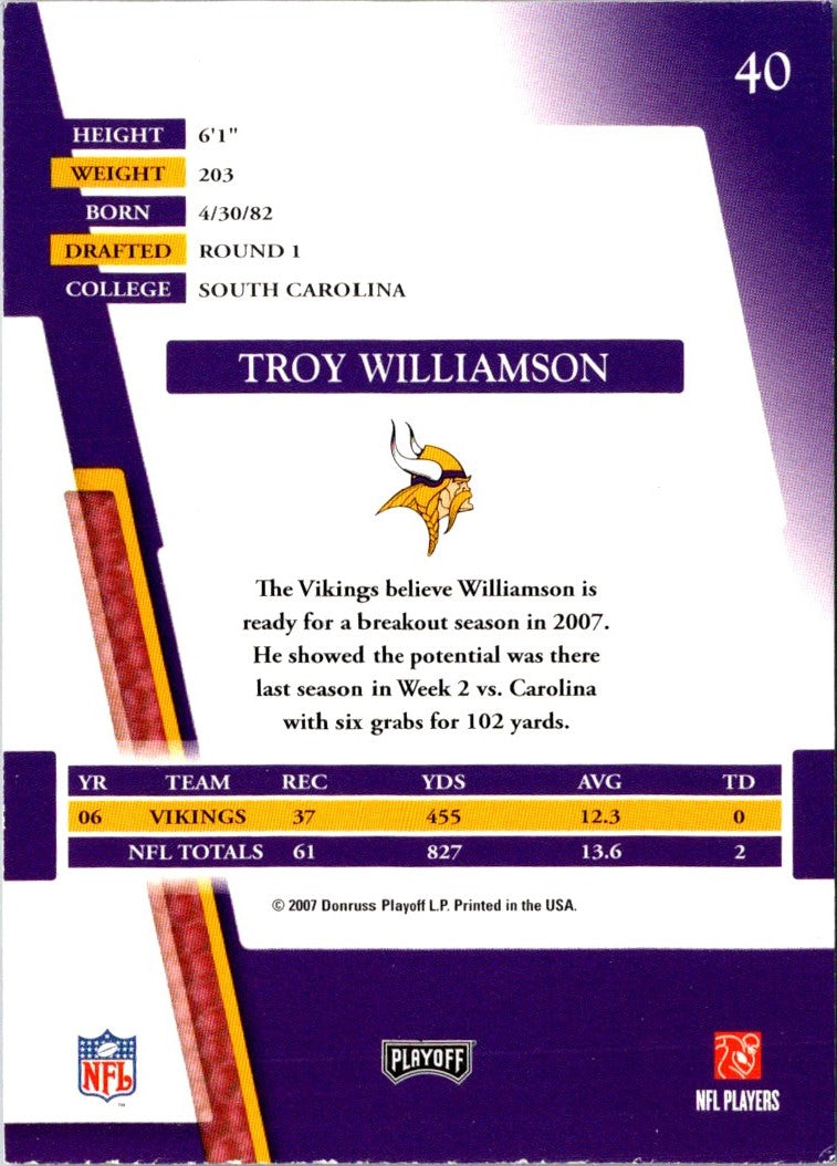 2007 Playoff Absolute Memorabilia Retail Troy Williamson