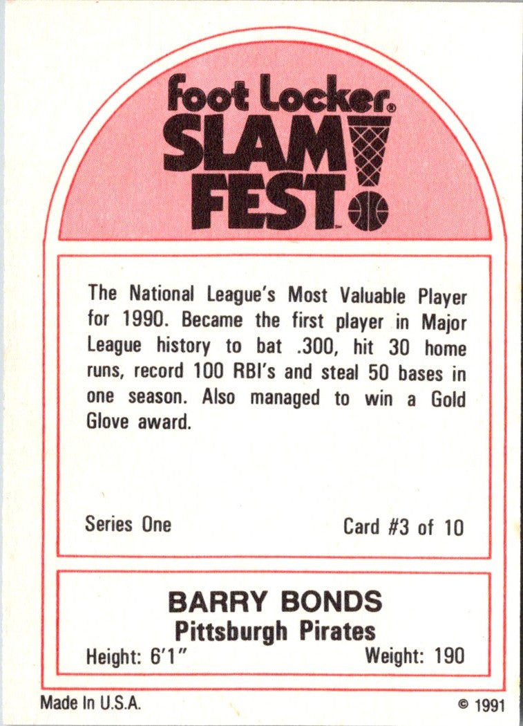 1991 Foot Locker Slam Fest Barry Bonds