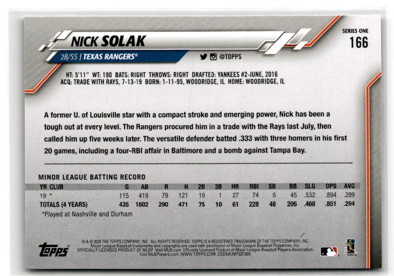 2020 Topps Nick Solak