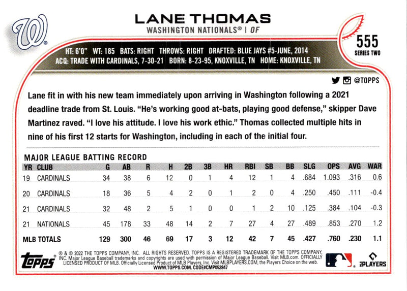 2022 Topps Lane Thomas