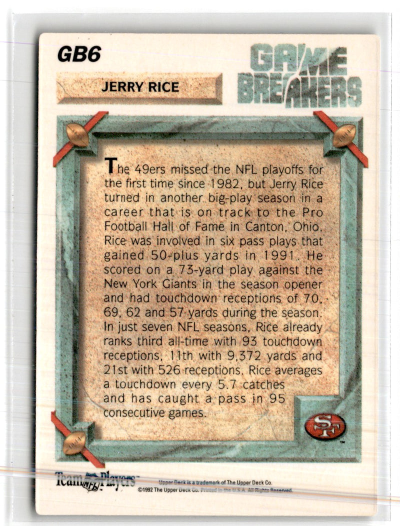 1992 Upper Deck Game Breaker Holograms Jerry Rice