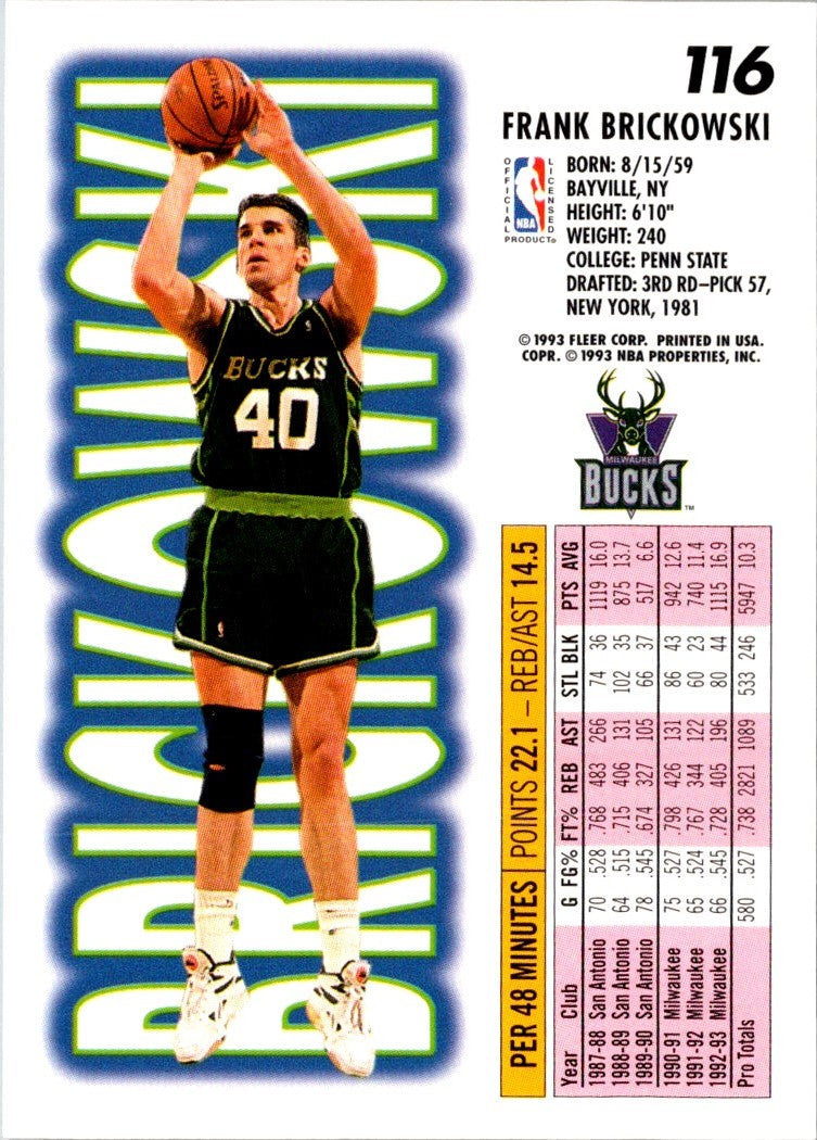 1993 Fleer Frank Brickowski