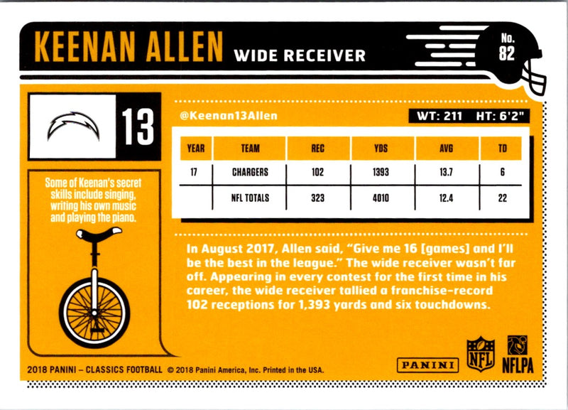 2018 Panini Classics Keenan Allen
