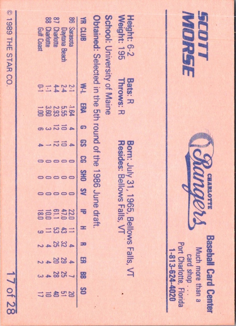 1989 Star Charlotte Rangers Scott Morse