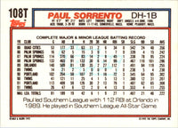 1992 Topps Traded Paul Sorrento #108T