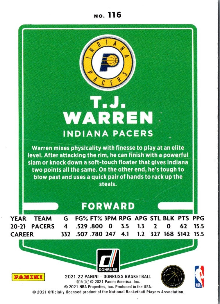 2021 Donruss T.J. Warren