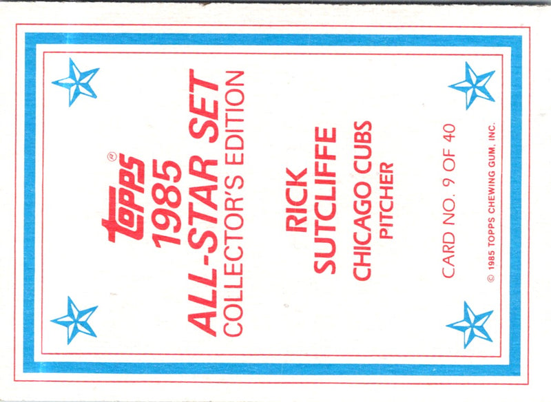 1985 Topps Glossy Send-Ins Rick Sutcliffe