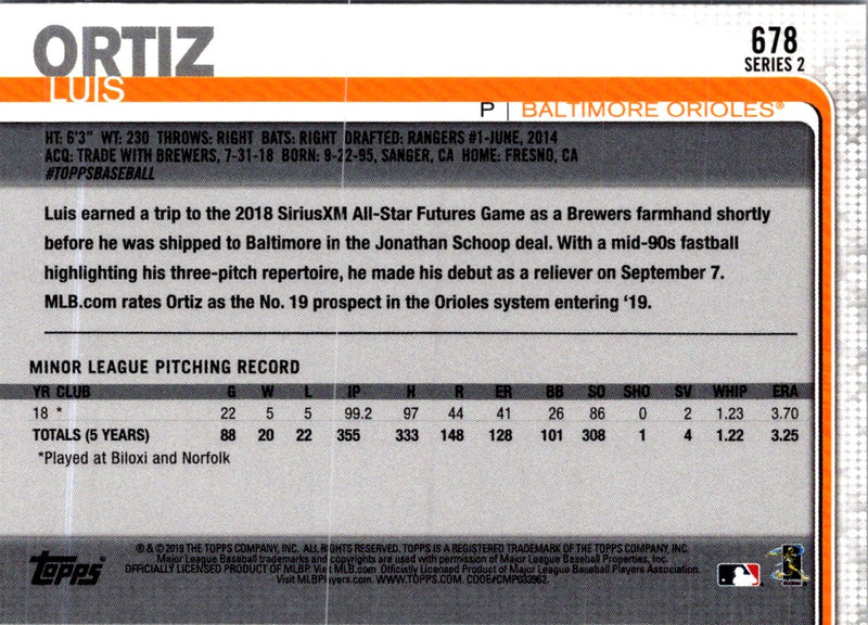 2019 Topps Luis Ortiz