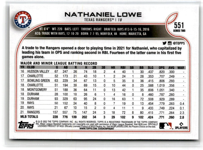 2022 Topps Nathaniel Lowe