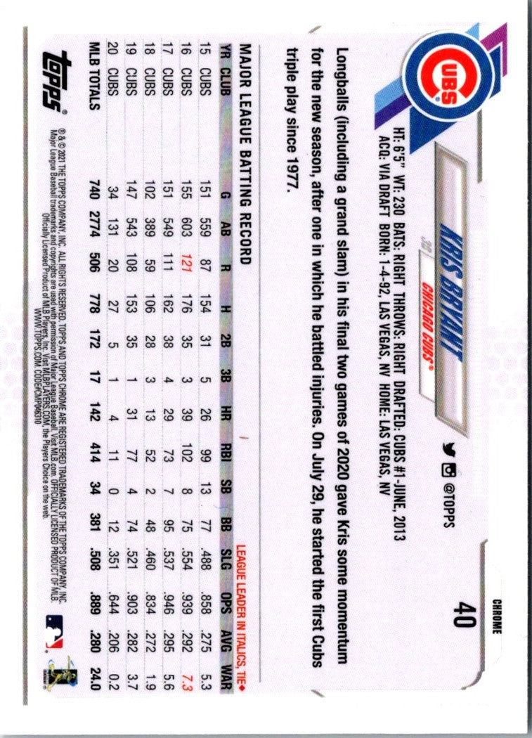 2021 Topps Chrome Kris Bryant