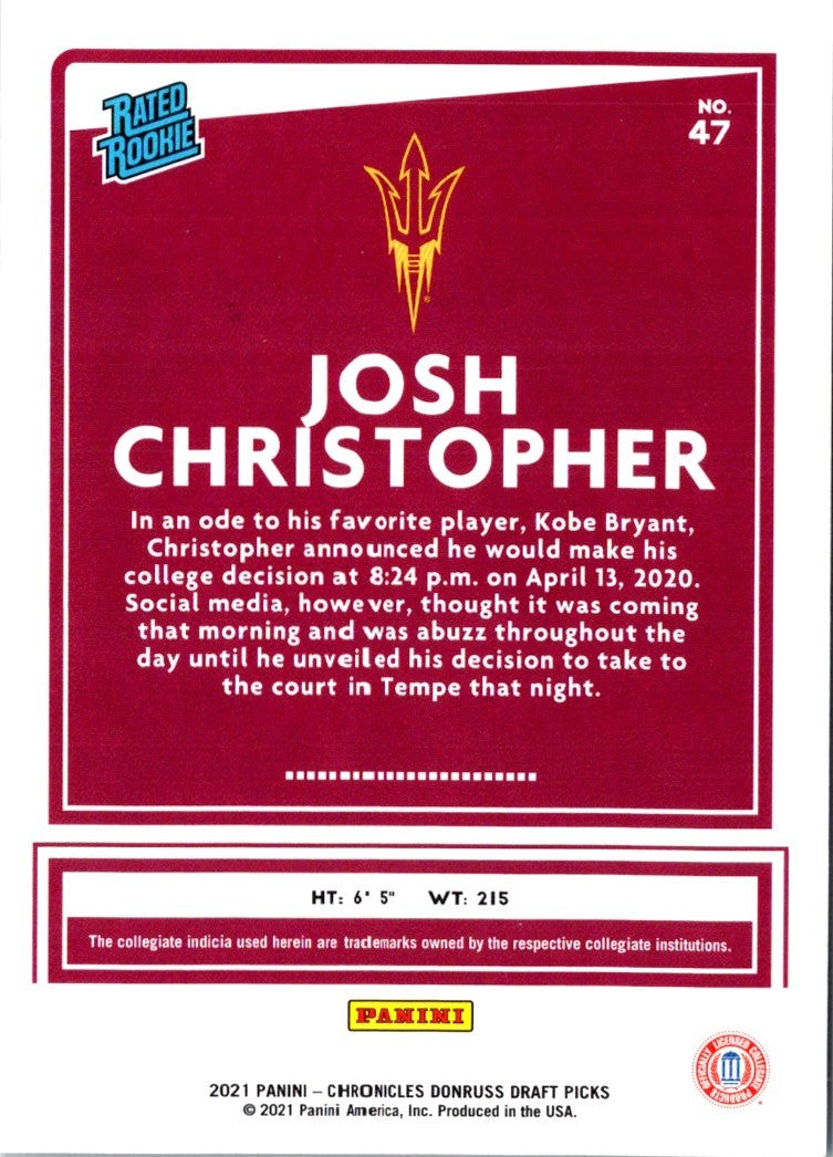 2021 Panini Chronicles Draft Picks Josh Christopher