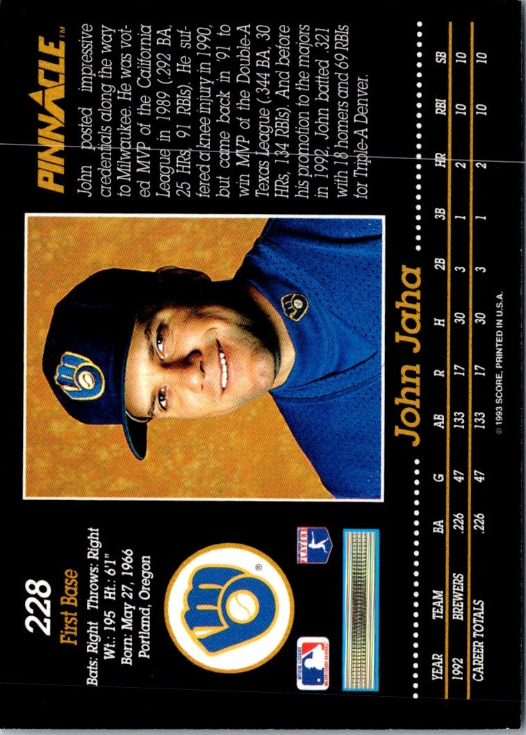 1993 Pinnacle John Jaha
