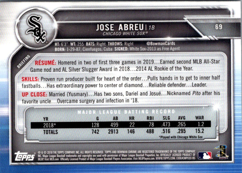 2019 Bowman Chrome Jose Abreu