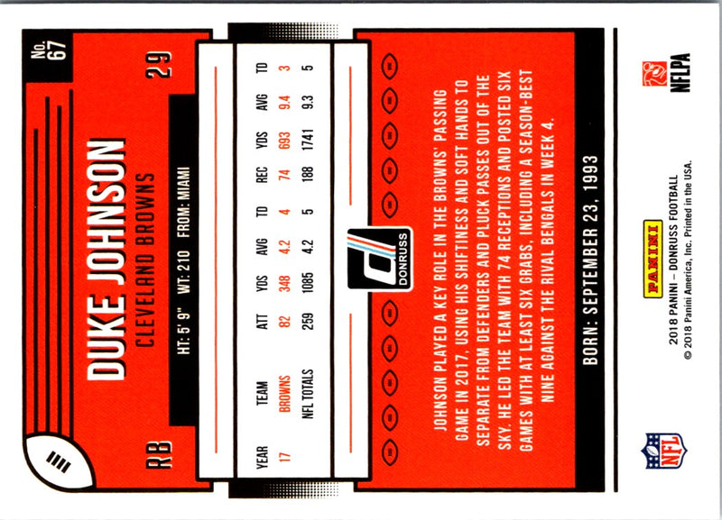 2018 Donruss Duke Johnson
