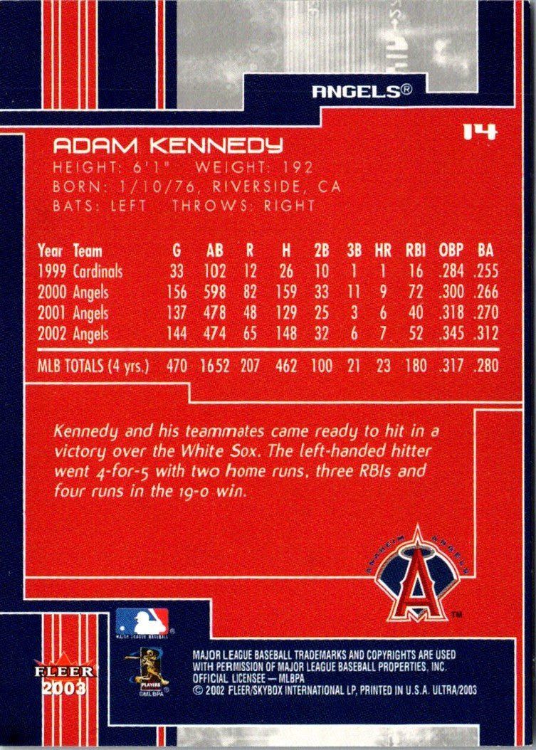 2002 Upper Deck 40-Man Adam Kennedy