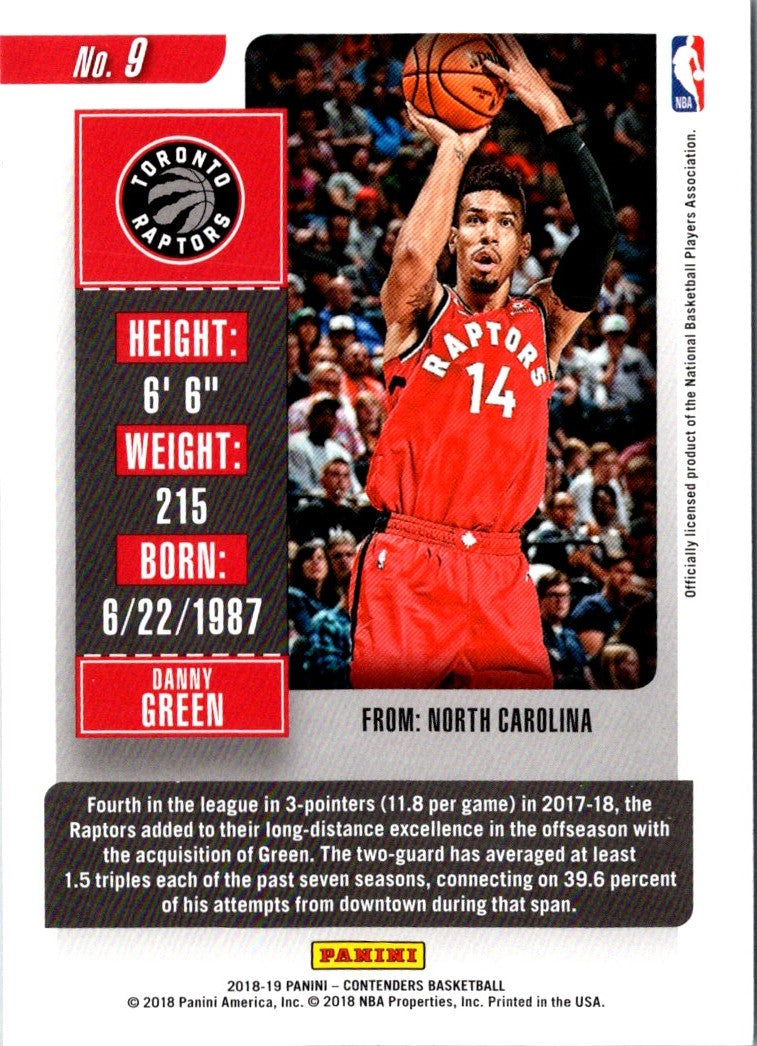 2018 Panini Contenders Game Ticket Green Danny Green