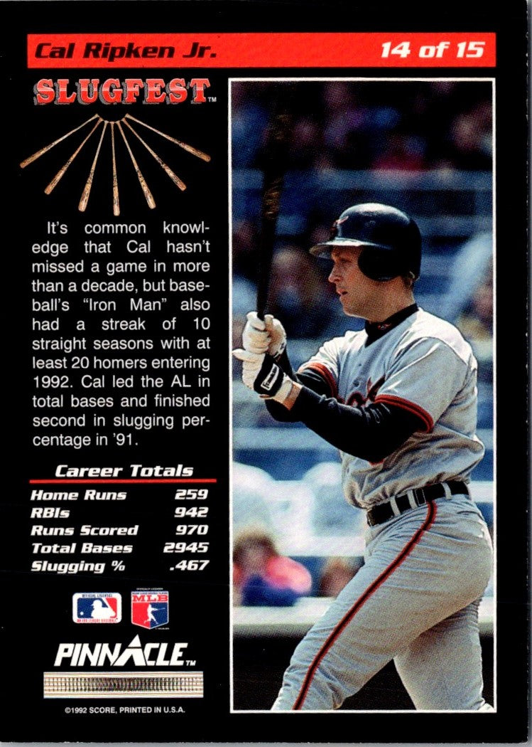 1992 Pinnacle Slugfest Cal Ripken Jr.