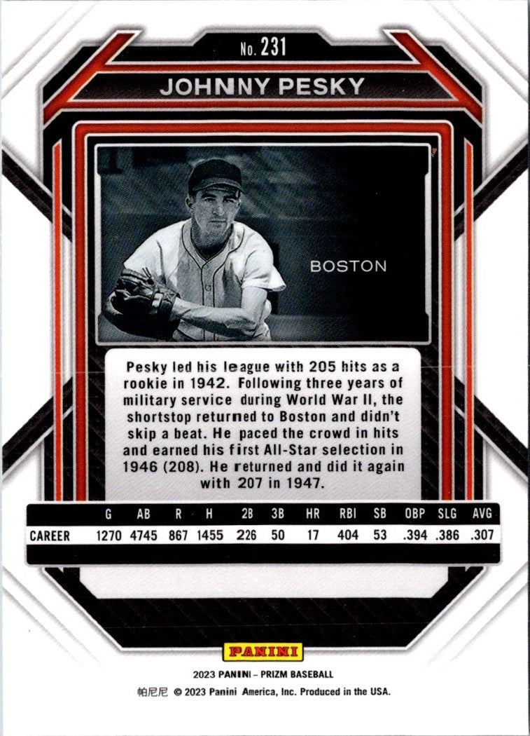 2023 Panini Prizm Blue Ice Johnny Pesky