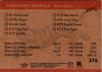 2001 Fleer Tradition Cincinnati Bengals Team Leaders #376